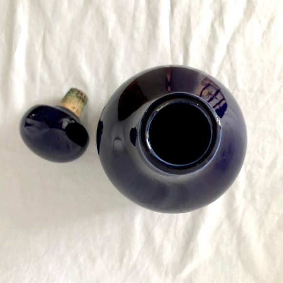 Vintage Blue Ceramic Decanter with cork - Picture 2 of 7